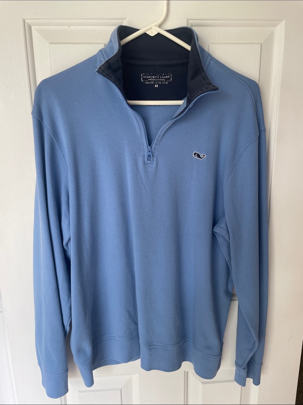Vineyard Vines Blue Quarter-Zip Pullover with Contrast Collar